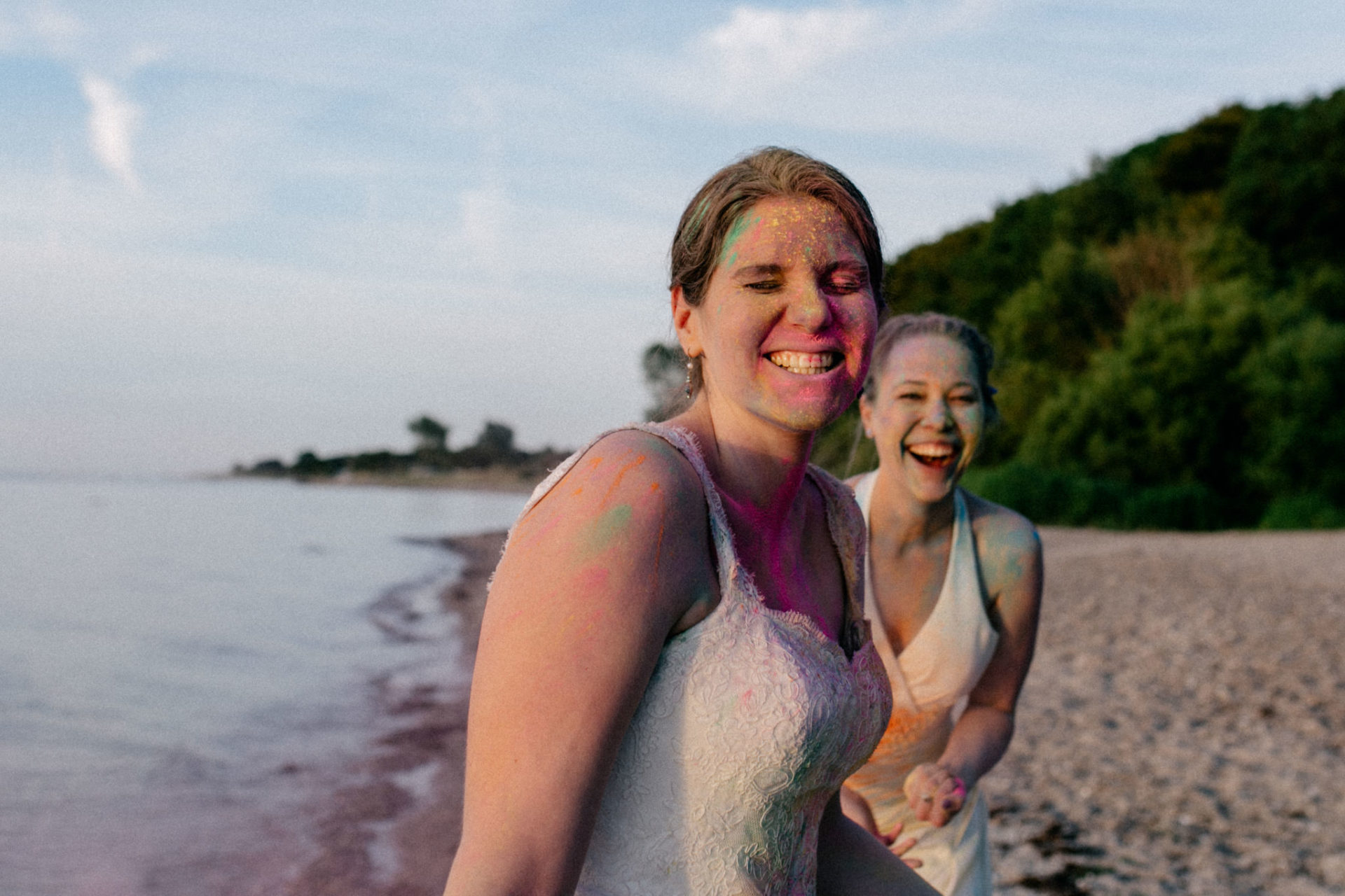 holi color after wedding shoot-lesbian bride-same sex wedding germany