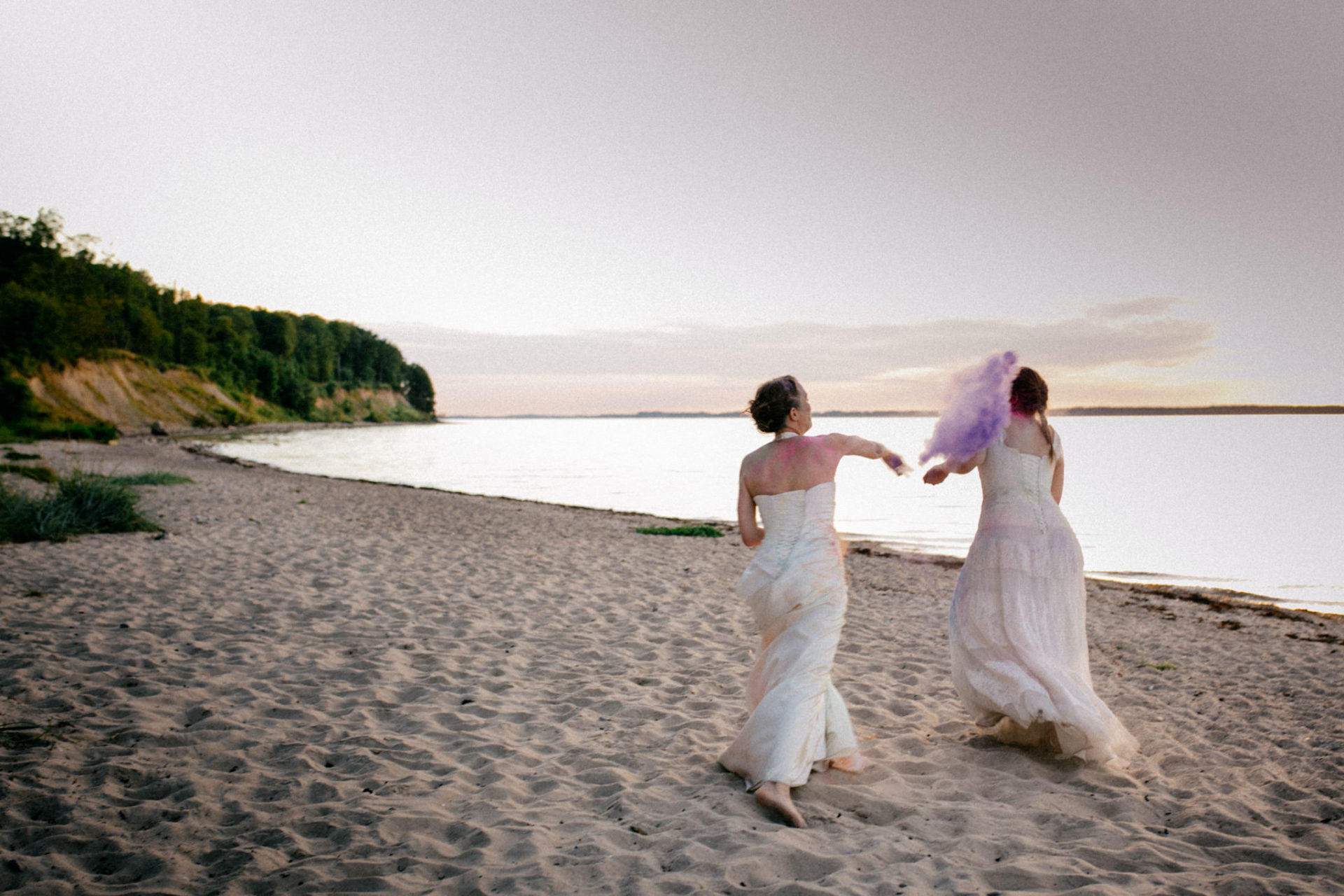holi color after wedding shoot-lesbian bride-same sex wedding germany