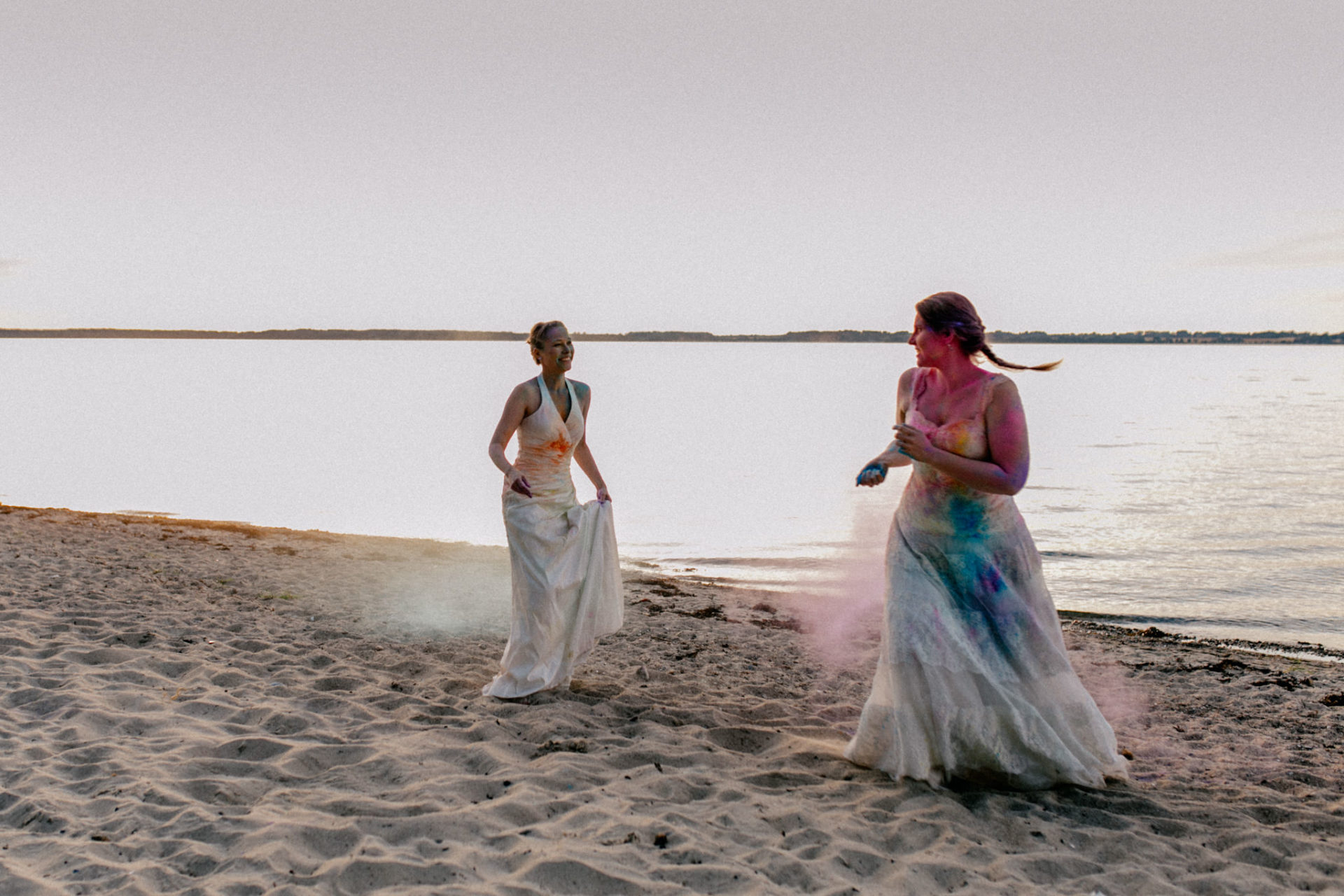 holi color after wedding shoot-lesbian bride-same sex wedding germany