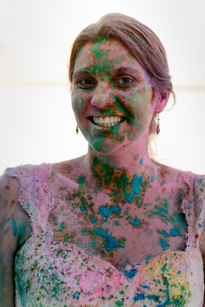 holi color after wedding shoot-lesbian bride-same sex wedding germany