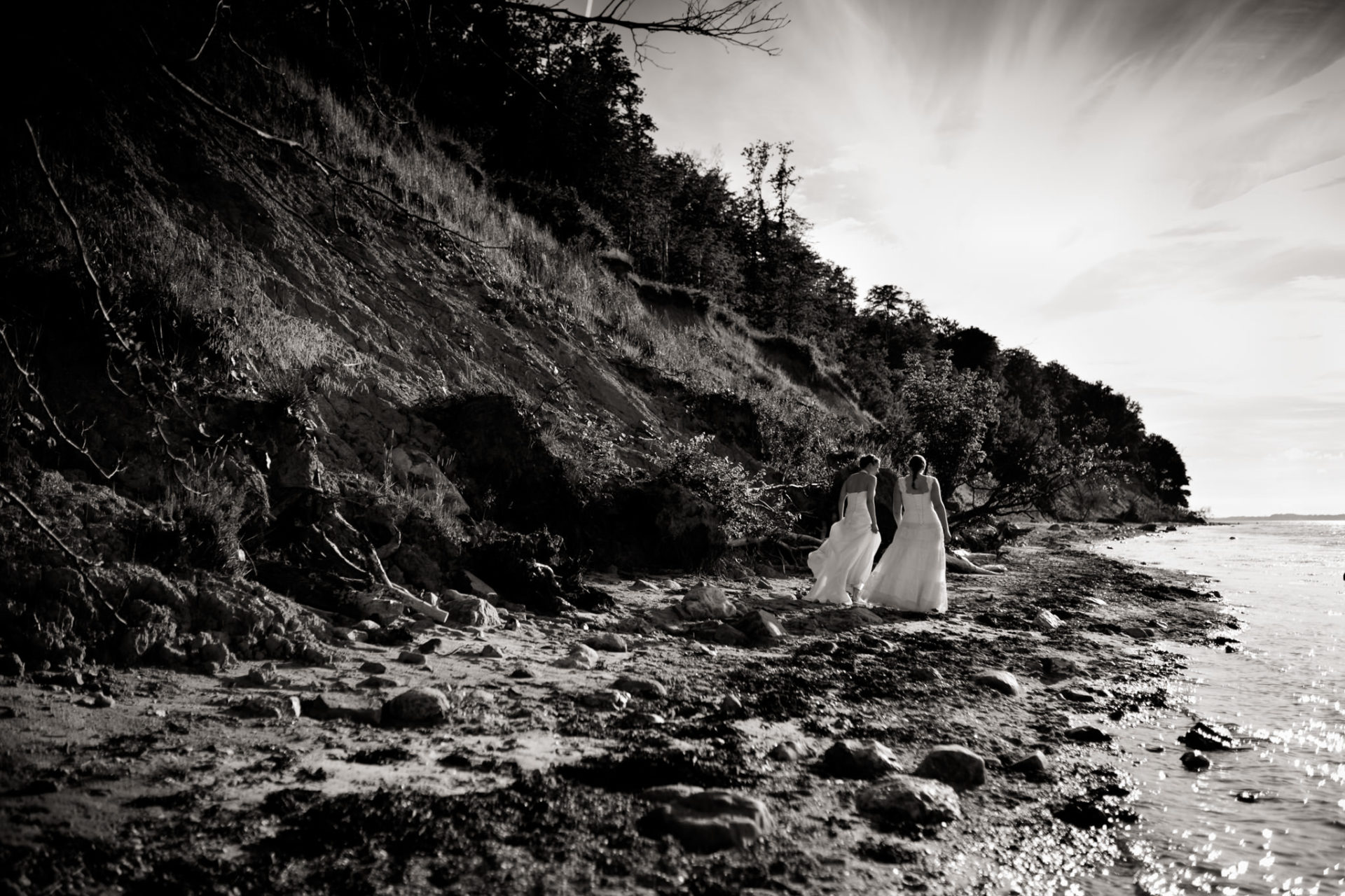 after wedding shoot beach-lesbian wedding-same sex marriage germany