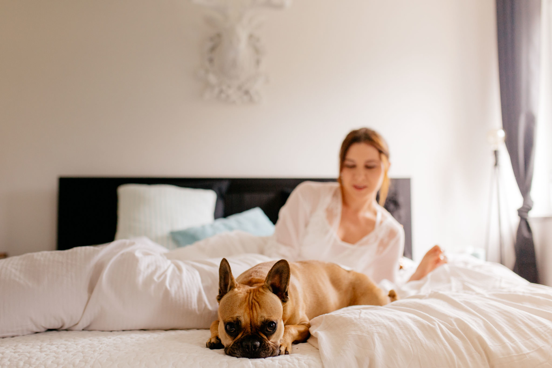bridal boudoir with dog-french bulldog-who is mocca-fashion blogger austria-wedding photographer austria-mountain wedding
