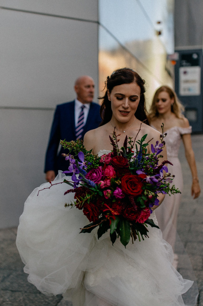 Perth Wedding Photographer-65 Wedding photographer Perth-solo merav gown-elegant city wedding-signature floral design perth-WA wedding-Bridal bouquet